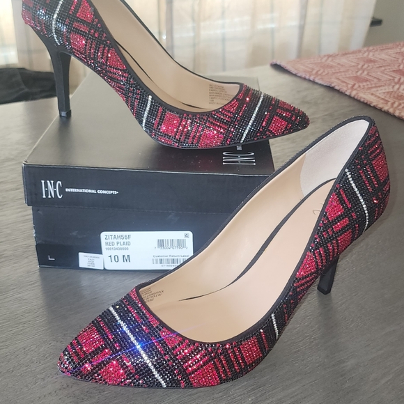 INC International Concepts Shoes - INC International Concepts Red Sequin Pointed-Toe Pumps